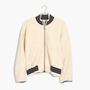 Madewell Sherpa Varsity Bomber Jacket, Size Small